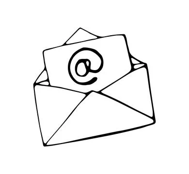 Hand Drawn Email Envelope At Symbol Doodle Icon Communication Message Illus.. Stock Illustration