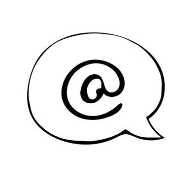 Hand drawn email symbol doodle icon, at sign communication sketch illustratio Stock Illustration
