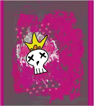 Hand drawn Emo skull on grunge background 스톡 일러스트