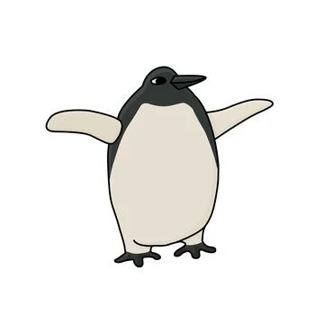 Hand drawn Emperor penguin drawing. An animal of Antarctica isolated on the Stock Illustration