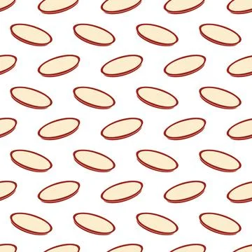 Hand drawn Empty oval plate in trendy shades Seamless pattern. Abstract Stock Illustration