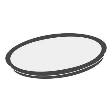 Hand drawn Empty oval plate in grayscale. Stock Illustration