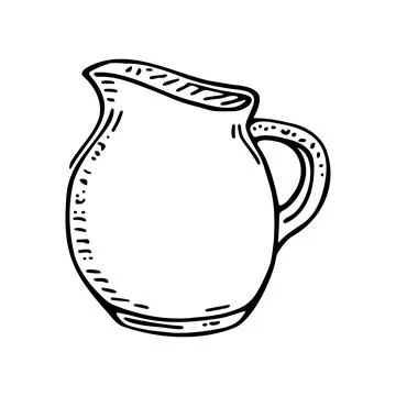 Hand Drawn Empty Pitcher Jug Vector Stock Illustration