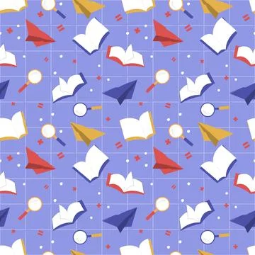 Hand drawn end of school seamless pattern. Vector illustration. イラスト素材