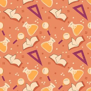 Hand drawn end of school seamless pattern. Vector illustration. イラスト素材
