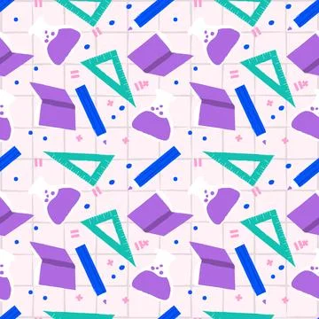 Hand drawn end of school seamless pattern. Vector illustration. イラスト素材