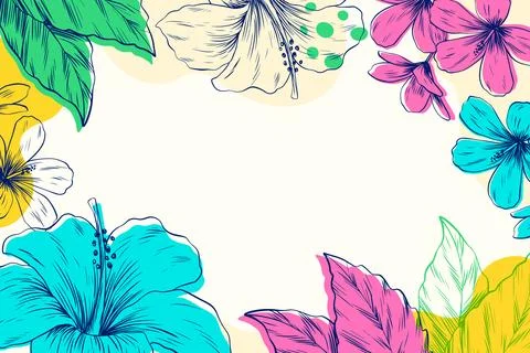 Hand drawn engraved floral background Stock Illustration