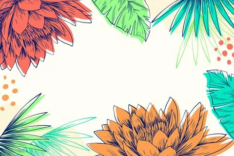 Hand drawn engraved floral background Stock Illustration