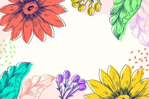 Hand drawn engraved floral background Stock Illustration