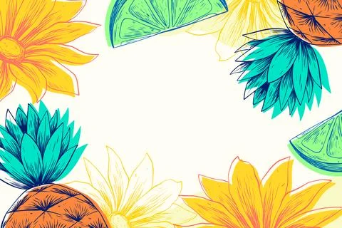 Hand drawn engraved floral background Stock Illustration