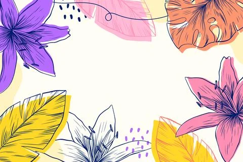 Hand drawn engraved floral background Stock Illustration