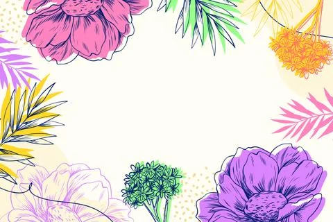 Hand drawn engraved floral background Stock Illustration
