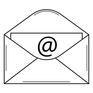 Hand drawn envelope with an email. Sending a message via email. Outline. Vector Stock Illustration