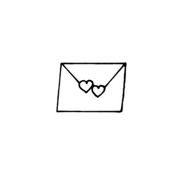 Hand drawn envelope with hearts. Stockillustratie