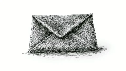 Hand drawn envelope opening and closing on white background, ordinary anima.. Video stock 342046021