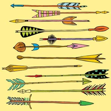 Hand drawn ethnicpattern with arrows for design, seamless pattern with tribal Stock Illustration