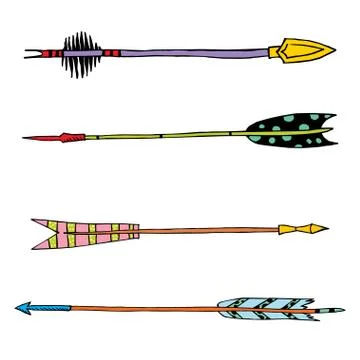 Hand drawn ethnicpattern with arrows for design, seamless pattern with tribal Stock Illustration