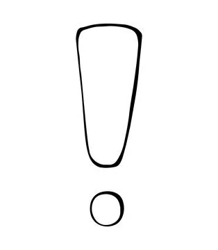 Hand Drawn Exclamation Mark Minimal Line Art Warning Symbol Illustration Stock Illustration
