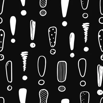 Hand drawn exclamation mark seamless pattern. Scribble doodle exclamation point Illustrazione stock