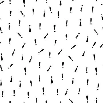 Hand drawn exclamation mark seamless pattern. Scribble doodle exclamation point Illustrazione stock