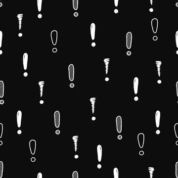 Hand drawn exclamation mark seamless pattern. Scribble doodle exclamation point Stock Illustration