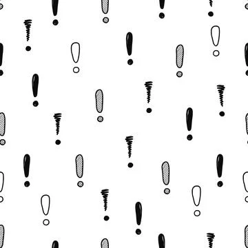 Hand drawn exclamation mark seamless pattern. Scribble doodle exclamation point Illustrazione stock