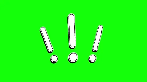 Hand Drawn Exclamation Marks Alert Animation on Green Screen Stockbeeldmateriaal 342699077
