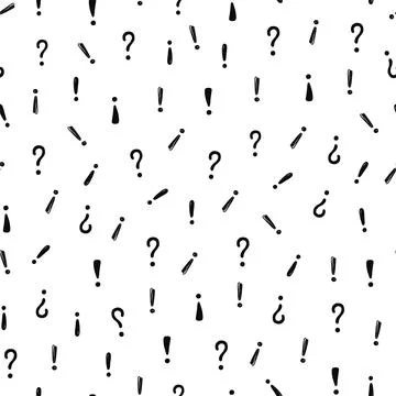 Hand drawn exclamation, question mark seamless pattern. Scribble doodle Stock Illustration