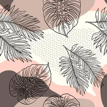 Hand Drawn Exotic Seamless Pattern. Summer Illustration for textiles. Stock Illustration