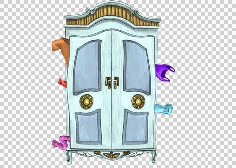 Hand drawn exploding closet Illustration with transparent background. Stock Illustration