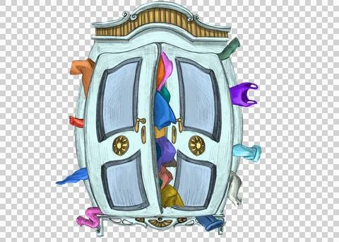 Hand drawn exploding closet Illustration with transparent background. イラスト素材