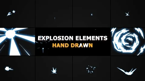 Hand Drawn Explosion Elements And Transitions Stock After Effects