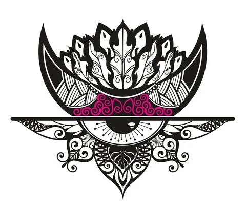 Hand drawn eye. Doodle style. Tattoo design element. Stock Illustration