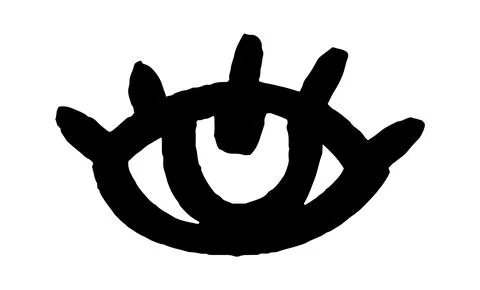 Hand drawn eye in simple doodle style . Open black eye doodle with bold lines. Stock Illustration