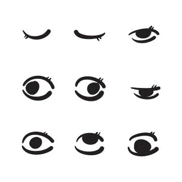 Hand drawn eyes set vector illustration black and white. Stock Illustration