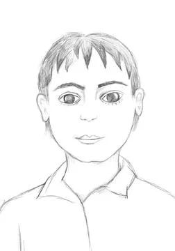 Hand drawn face of a boy. Sketch of a kid. Stock Illustration