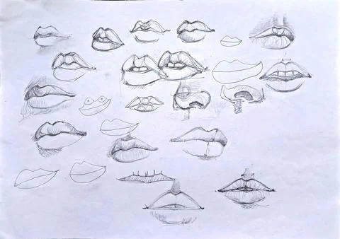 Hand-drawn face features drawing concept series Иллюстрация