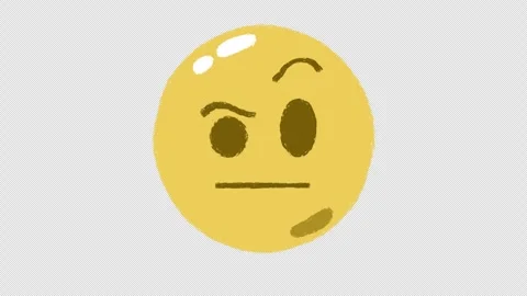 Hand-drawn face with raised eyebrow animated emoji Stock Footage 262372200