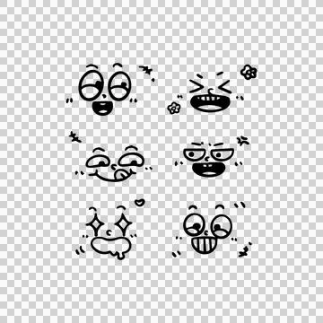 Hand drawn face smiley emoticon collection 01 design Stock Illustration