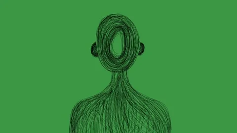 Hand-Drawn Faceless Silhouette of a Man on Green Screen | Identity and Anonymity Video stock 318317556