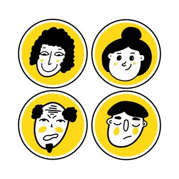 Hand drawn faces. Set of people avatars for social media Stock Illustration