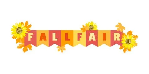 Hand drawn Fall Fair flat color vector headline Stock Illustration