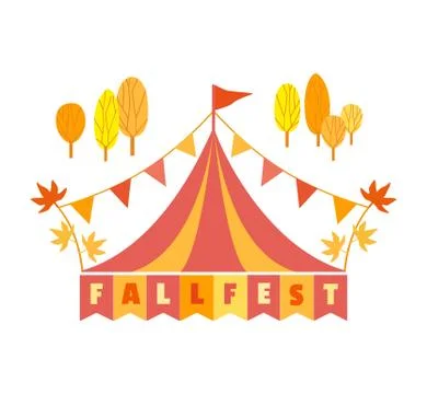 Hand drawn Fall fest tent simple flat color vector Stock Illustration