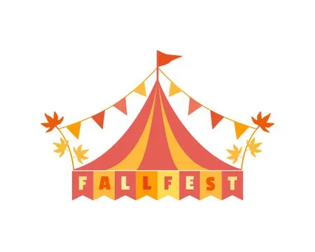 Hand drawn Fall fest tent flat color vector icon Stock Illustration