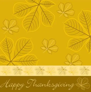 Hand drawn fall leaf thanksgiving card in vector format. Stock Illustration