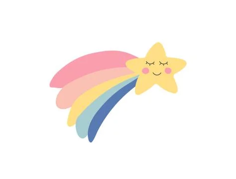 Hand drawn falling star. Cute kids nursery icon. Baby shower. Lovely cartoon  Stock Illustration