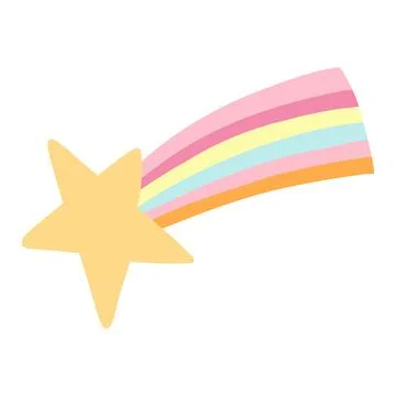 Hand drawn falling star in flat style. Vector illustration of cartoon star, cute Stock Illustration