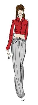 Hand-drawn fashion model. vector illustration. Stock Illustration