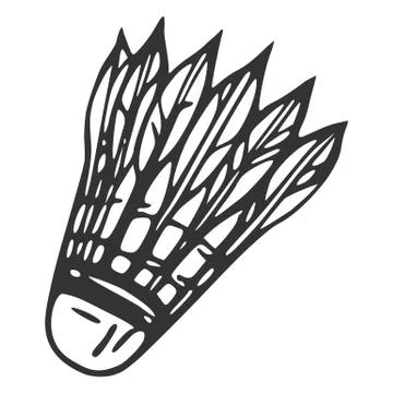 Hand drawn feather shuttlecock, vector illustration イラスト素材