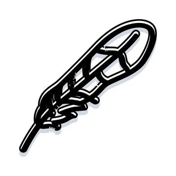 Hand drawn feather sketch black and white illustration Stock Illustration